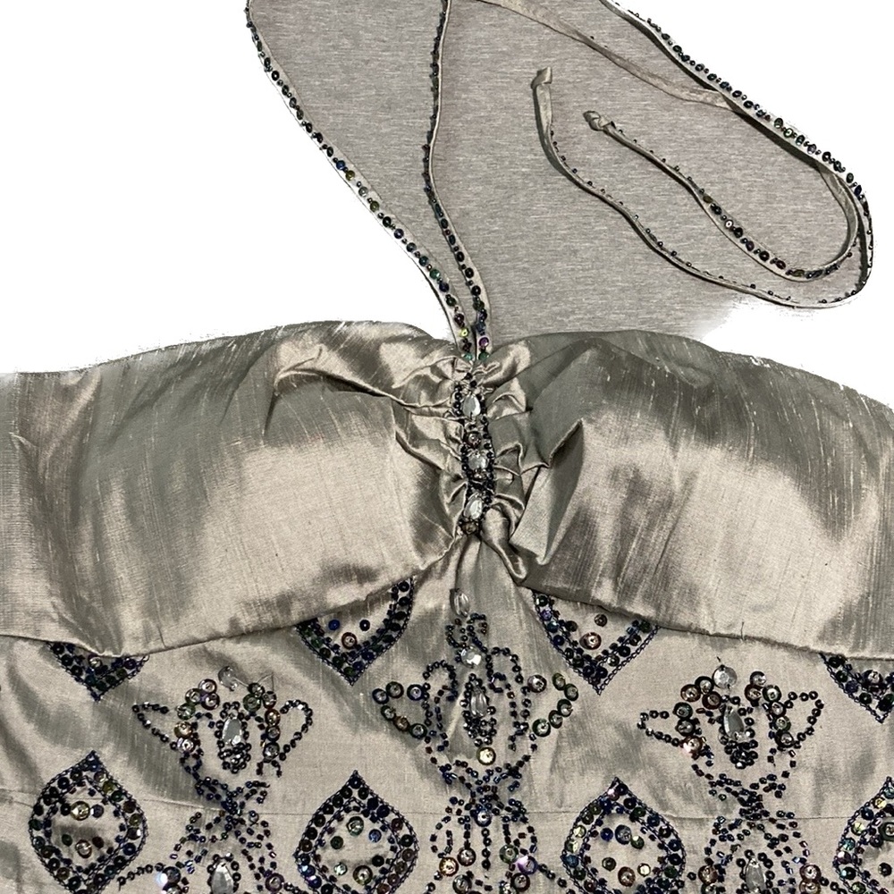 E C I New York Silver Beaded Top